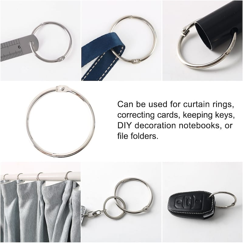 Metal 1.5" Shower Curtain Hook Rolling Hooks Clip Bathroom Decorative 10pcs - Silver Tone