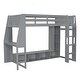 preview thumbnail 11 of 12, Wood Twin Size Gaming Loft Bed with Desk, Multi-storage Shelves, LED and a Hanging Clothes Rack, Gray