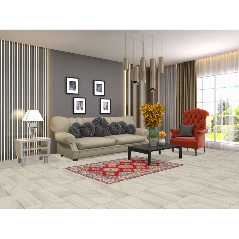 Red Kazak Foyer Rug Handmade Oriental Wool Carpet - 3'4" x 4'11"