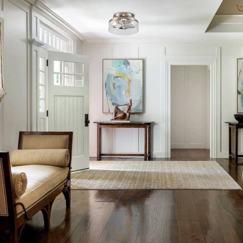 13" Modern Sand Nickel Flush Mount Ceiling Fan with LED Light and Remote