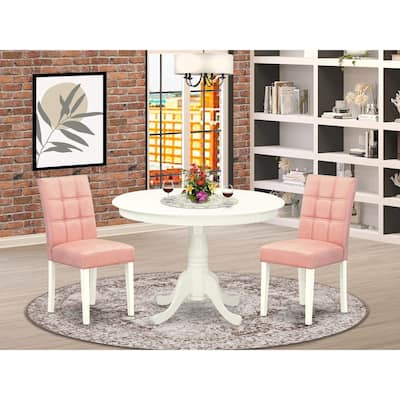 East West Furniture Dining Room Set Consists of a Round Kitchen Table and Chairs, Linen White (Pieces Options)