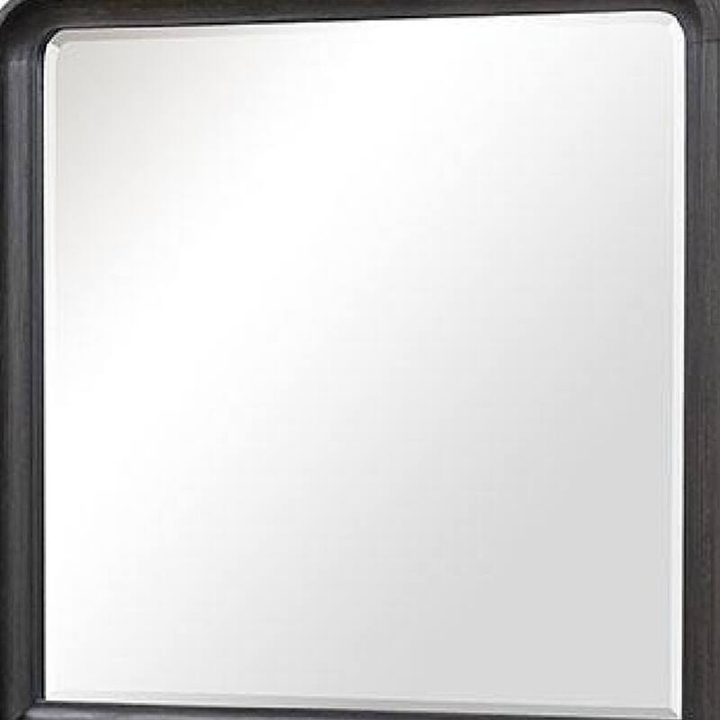 Osko 42 Inch Dresser Mirror, Rounded Edges, Black Poplar Wood