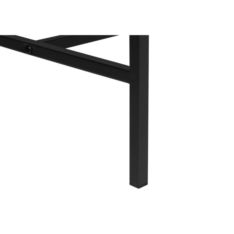 Modern 60-Inch TV Console, Black Metal Frame & Grey Laminate, Storage Cabinet with Open Shelf & Wire Management