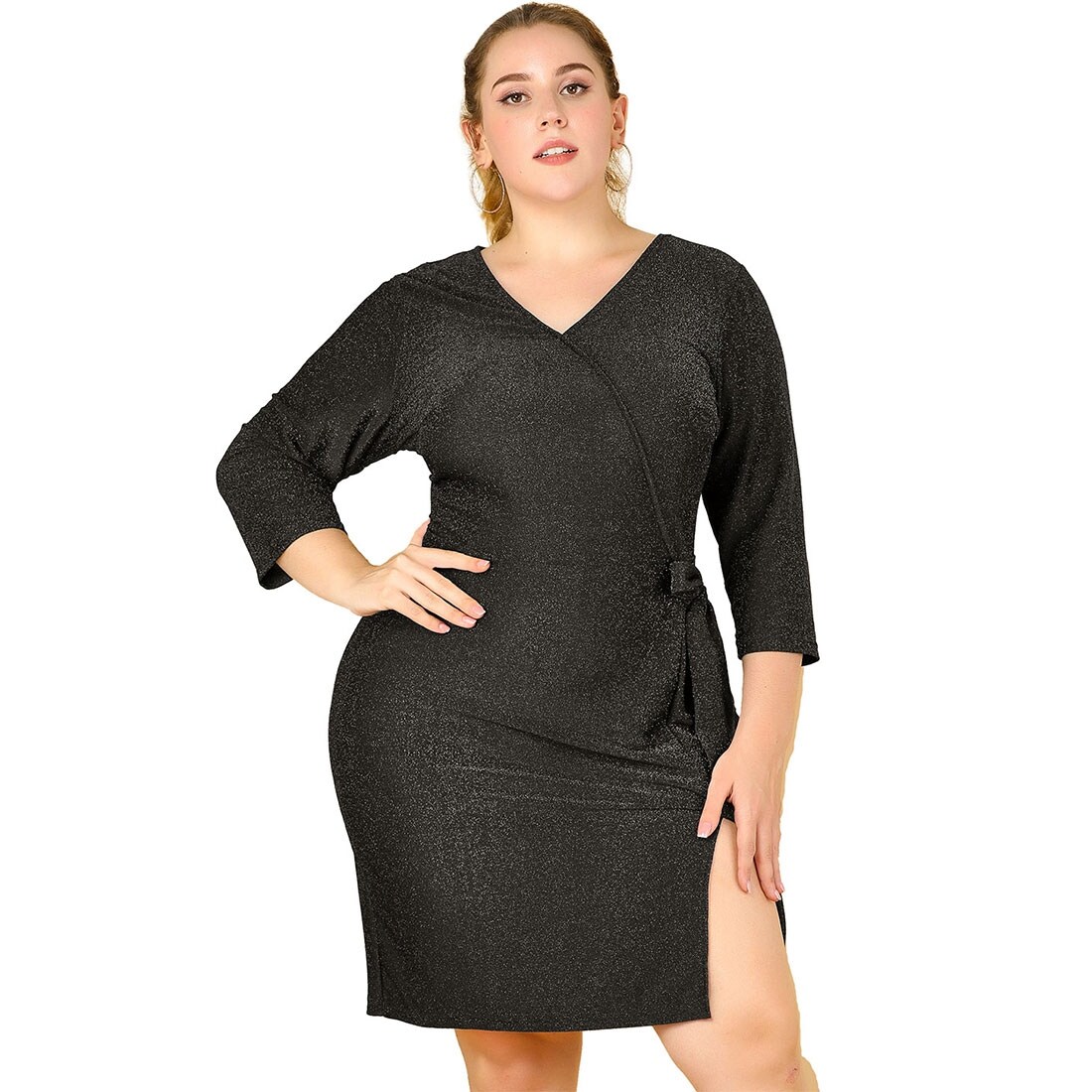 plus size black glitter dress