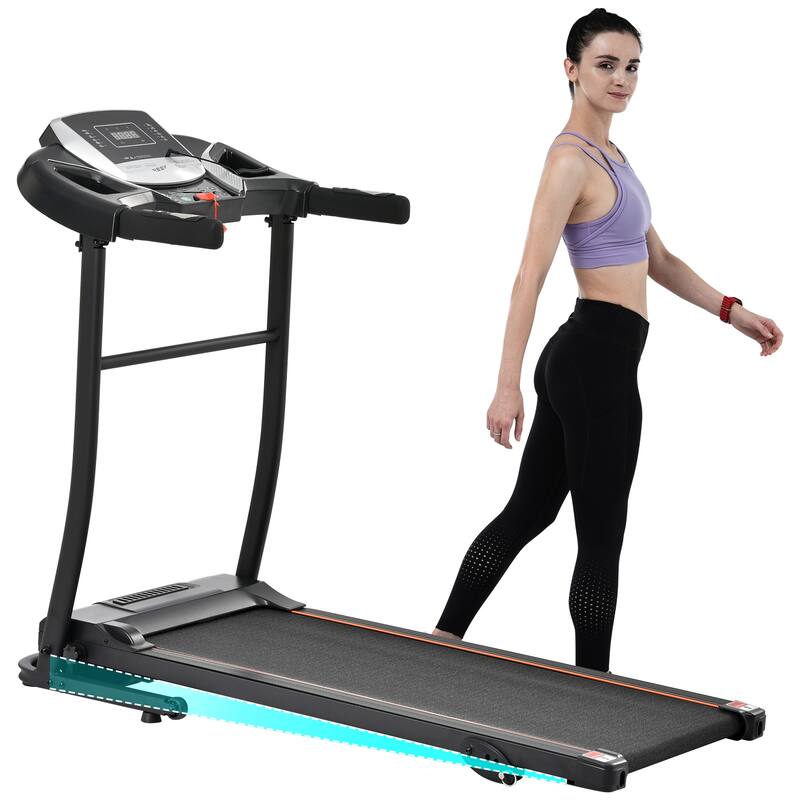 Home Folding Treadmill wPulse Sensor, 2.5 HP Quiet Brushless Motor, Walking Jogging Machine w/3 Level Incline 12 Preset Programs - Black