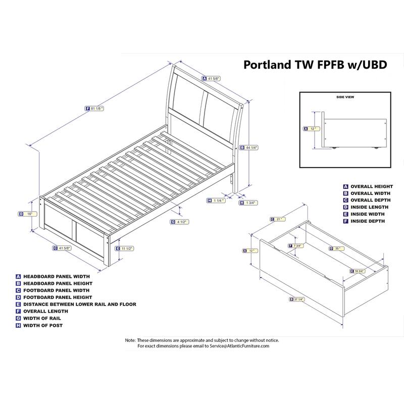 Platform Bed with Storage & Turbo Charger - Headboard, Slats & Rails Included