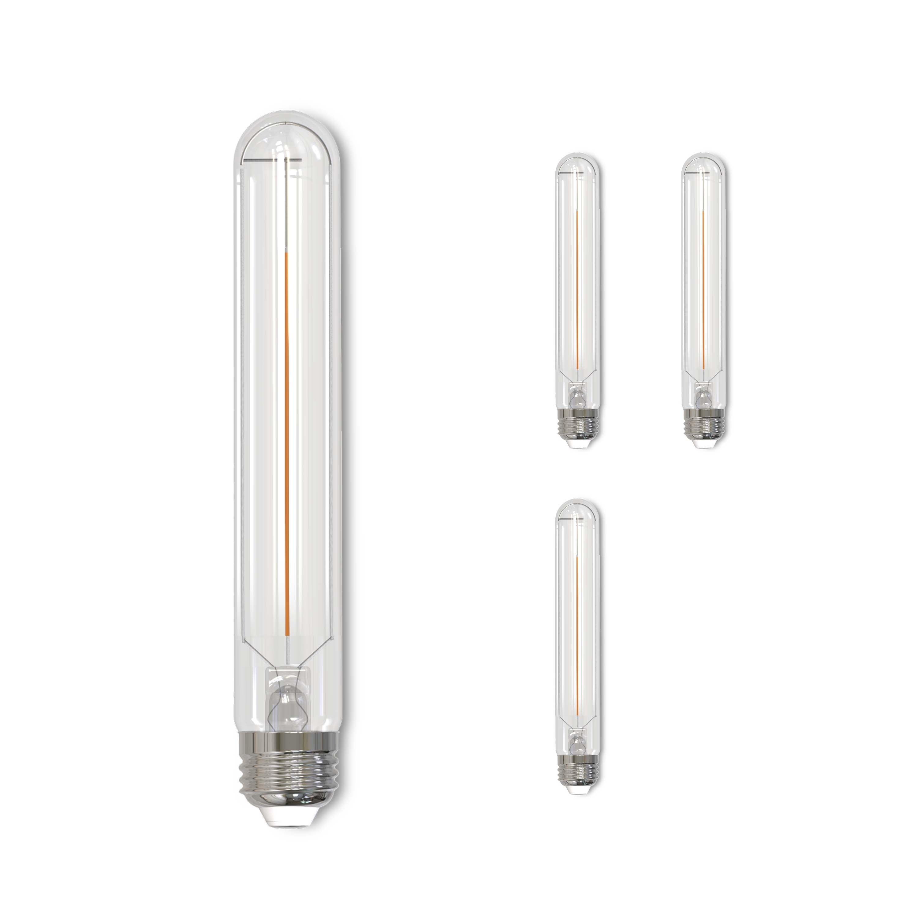Bulbrite LED Filament Pack of (4) 5 Watt Dimmable 7.5 Inch T9 Light Bulb with Clear Glass Finish and Medium (E26) Base