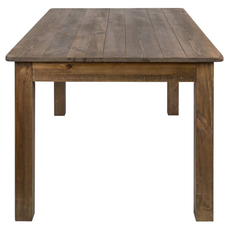60" x 38" Antique Rustic Farm Table Set with 4 Cross Back Chairs and Cushions
