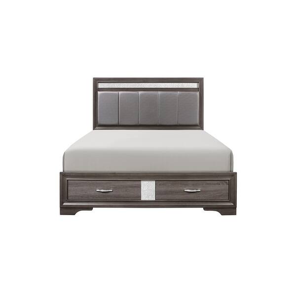 Beatrice 3 Piece Gray Modern Faux Leather Upholstered Storage Platform ...