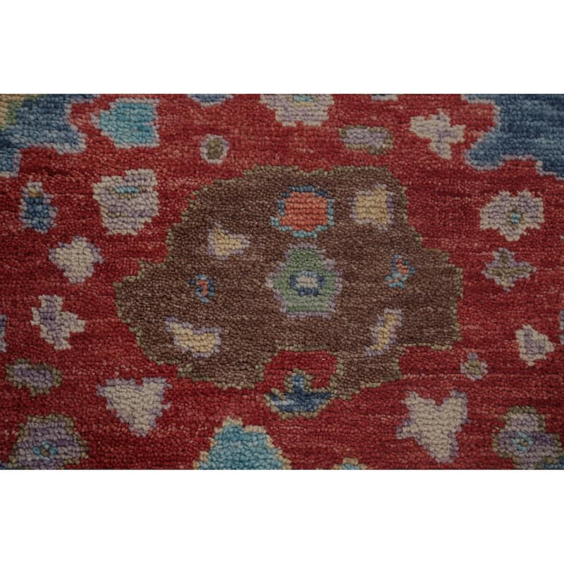 Geometric Blue Oushak Oriental Area Rug Handmade Wool Carpet - 8'9" x 11'10"