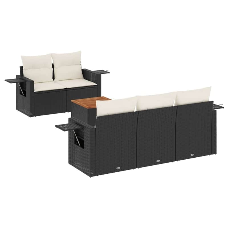 vidaXL Patio Sofa Set with Cushions Outdoor Furniture 6 Piece Poly Rattan - 21.7 x 21.7 x 14.6