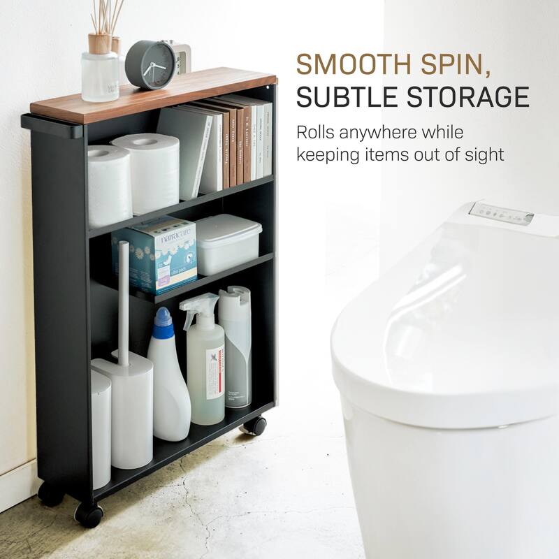 Yamazaki Home Rolling Storage Cart, Steel, Minimal Assembly - L 18.7 x W 5.12 x H 26.97 inches