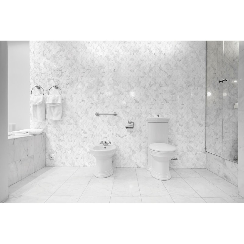 Pale Gray Marble 2" x 2" Honeycomb Polished Mosaic Tile