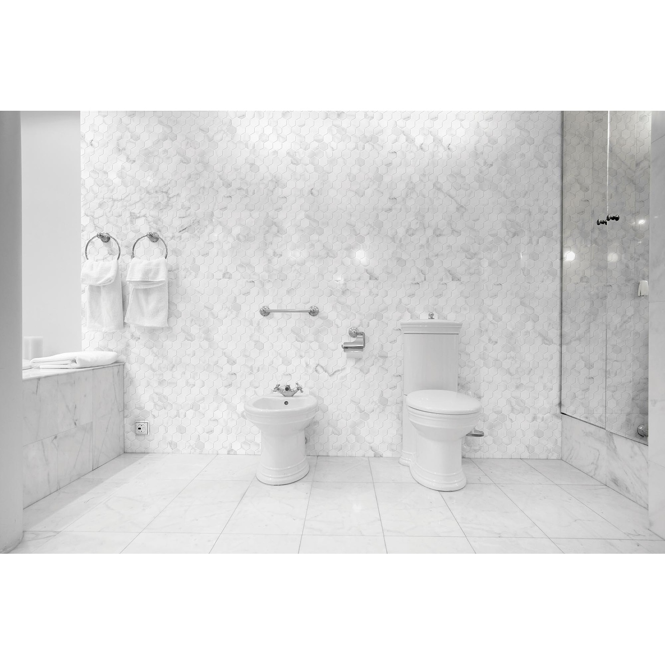 Pale Gray Marble 2" x 2" Honeycomb Polished Mosaic Tile