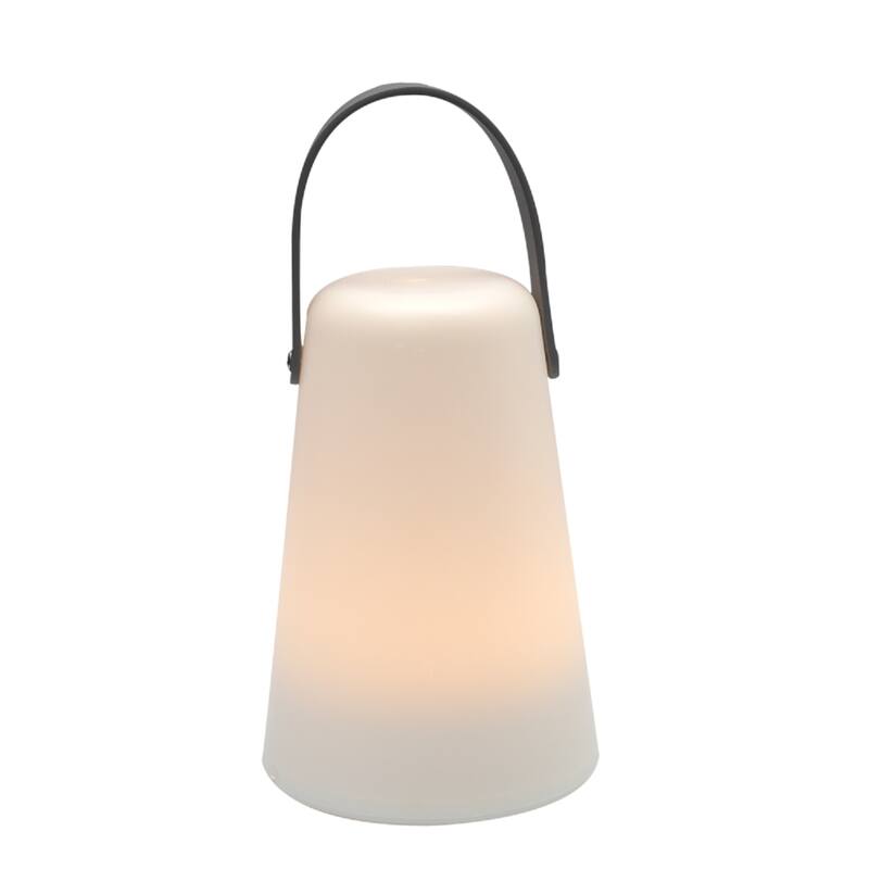 Large LED Lighted Outdoor Flameless Lantern Candle - 8" - White and Gray