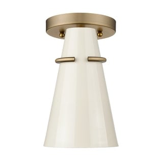 Golden Lighting Reeva 1-light Semi-Flush Mount in Modern Brass and Matte Black shade