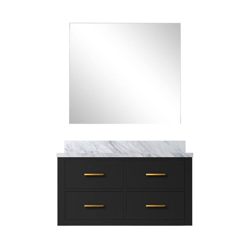 Castor Bath Vanity with Carrara Marble Top, Sink and Mirror