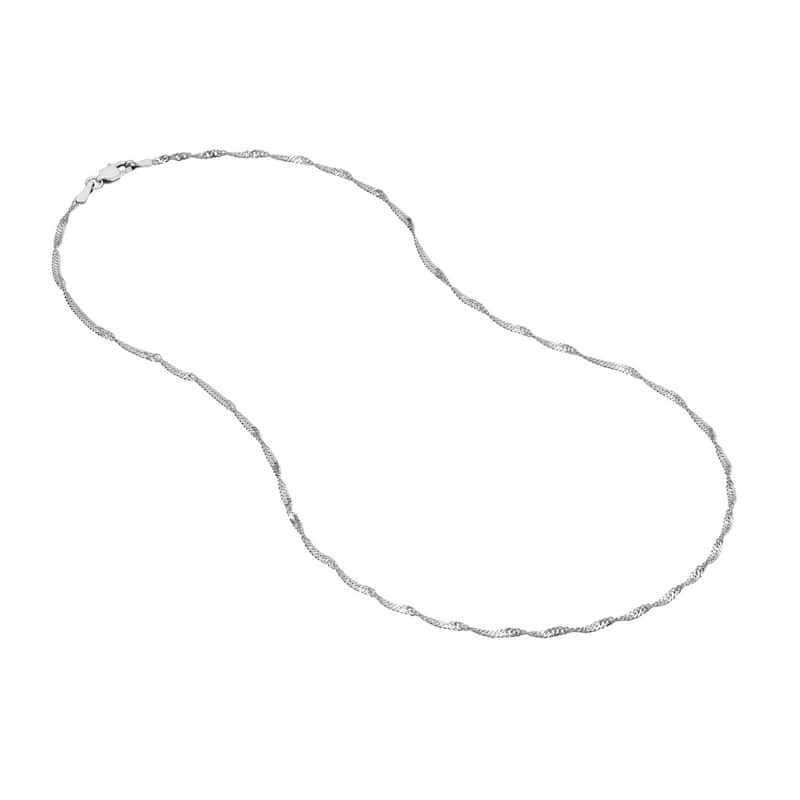 Curata 14k White Gold Singapore Chain Necklace 1.7mm (Lobster)