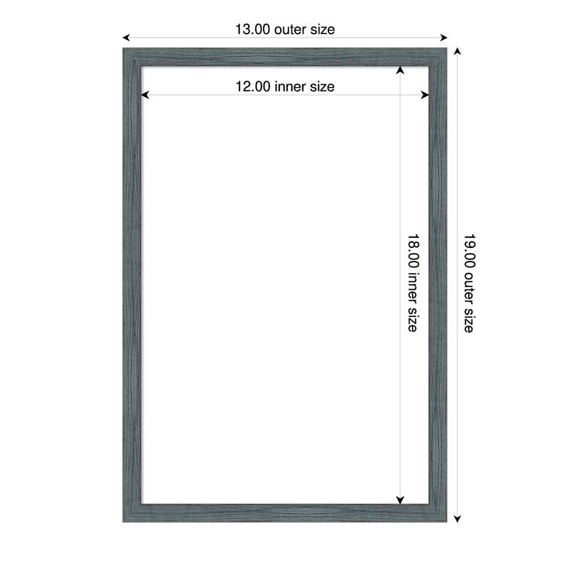 Amanti Art Dixie Blue Grey Rustic Narrow Framed Dry Erase Magnetic Board - 13 x 19 in