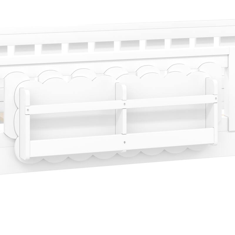 Wood Platform Bed with Guardrails and Built-In Bookshelves by Harper&Bright Designs