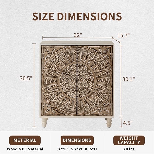 dimension image slide 2 of 3, COSIEST Vintage Sideboard Storage Cabinet and Buffet