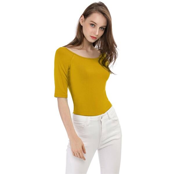 yellow scoop neck top