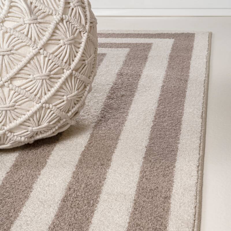 JONATHAN Y Olivier Modern Classic Mitre Stripe Brown/Ivory Rug