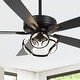 preview thumbnail 16 of 46, 52" Modern Chrome/ Black Indoor Ceiling Fan Light with Remote and 5 Resiversible Blades Matte Black