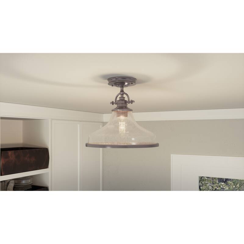 Quoizel Grant Brushed Nickel Steel 1-light Semi-Flush Mount