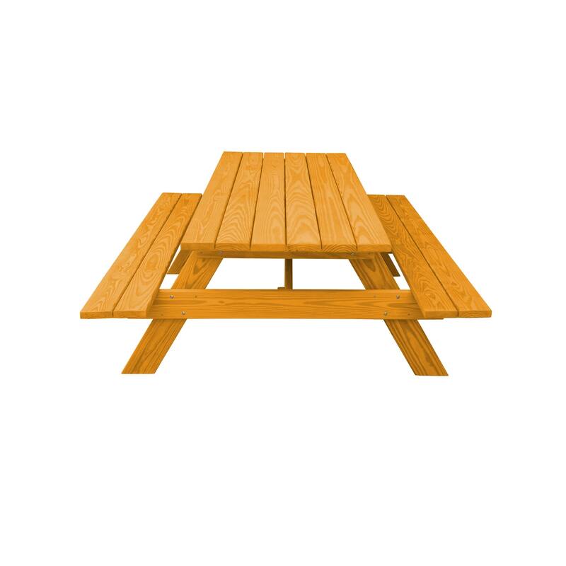 HomeRoots 94" Natural Solid Wood Outdoor Picnic Table