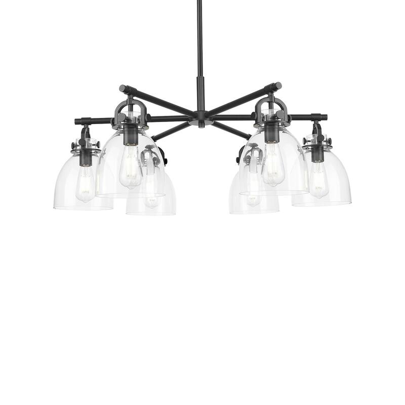 Innovations Lighting 410-6CR-16-26 Newton Bell Chandelier Newton Bell - Matte Black / Clear