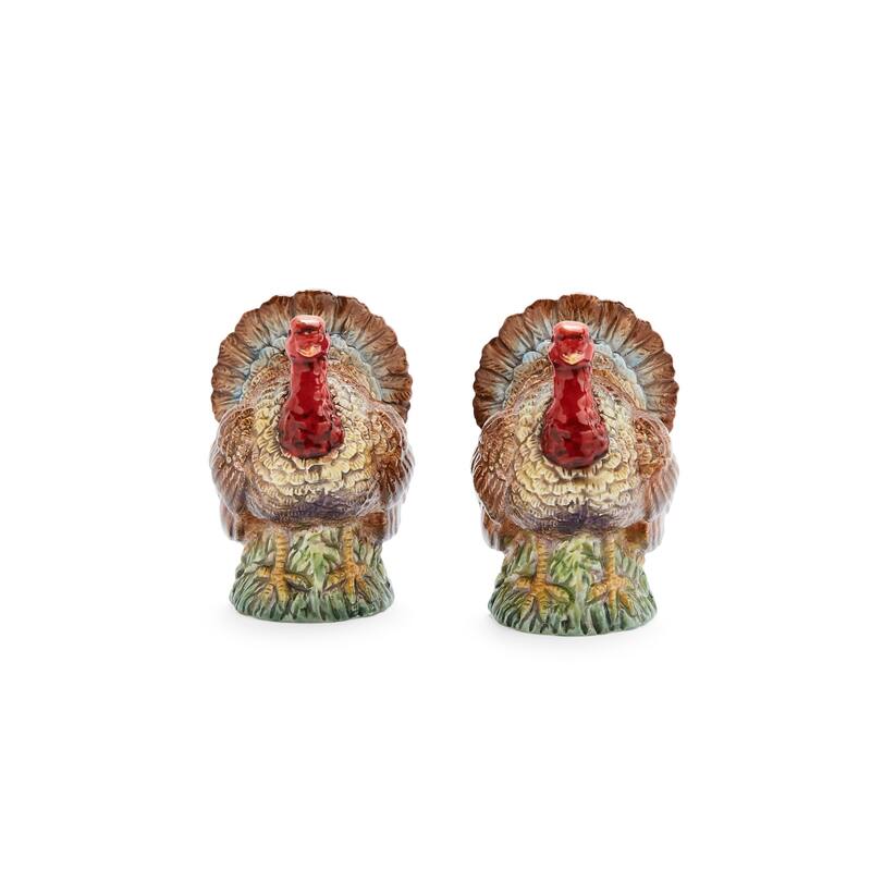 Spode Woodland Turkey Salt and Pepper Set - 2.5" D x 3.5" H - 2.5" D x 3.5" H - Multicolored - 2 Piece