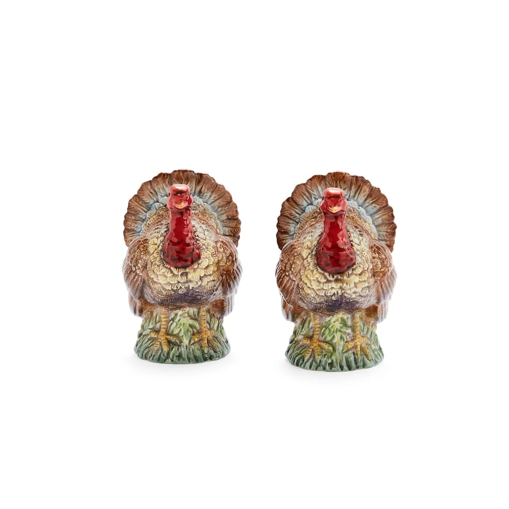 Spode Woodland Turkey Salt and Pepper Set - 2.5" D x 3.5" H