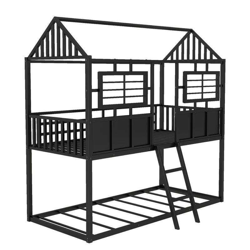 Metal Low Bunk Bed with Fenceshaped Guardrail Bed Bath & Beyond