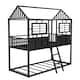 Twin over Twin Size Metal Low Bunk Bed with Roof and Guardrail, Black ...