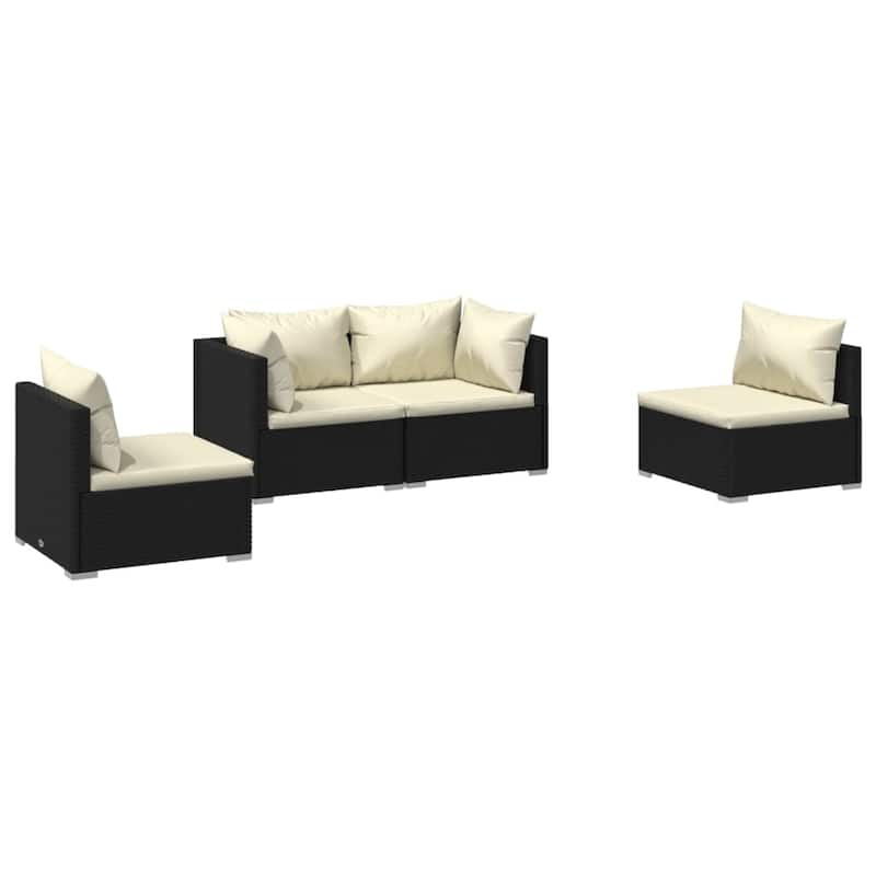 vidaXL Patio Lounge Set Outdoor Sectional Sofa Set Table Garden Poly Rattan - 27.6" x 27.6" x 23.8"