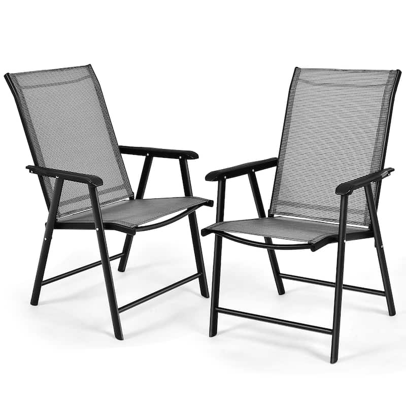 Set of 2 Patio Folding Chairs Camping Deck Dining Chair