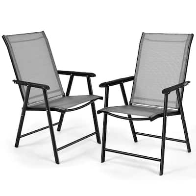 Set of 2 Patio Folding Chairs Camping Deck Dining Chair