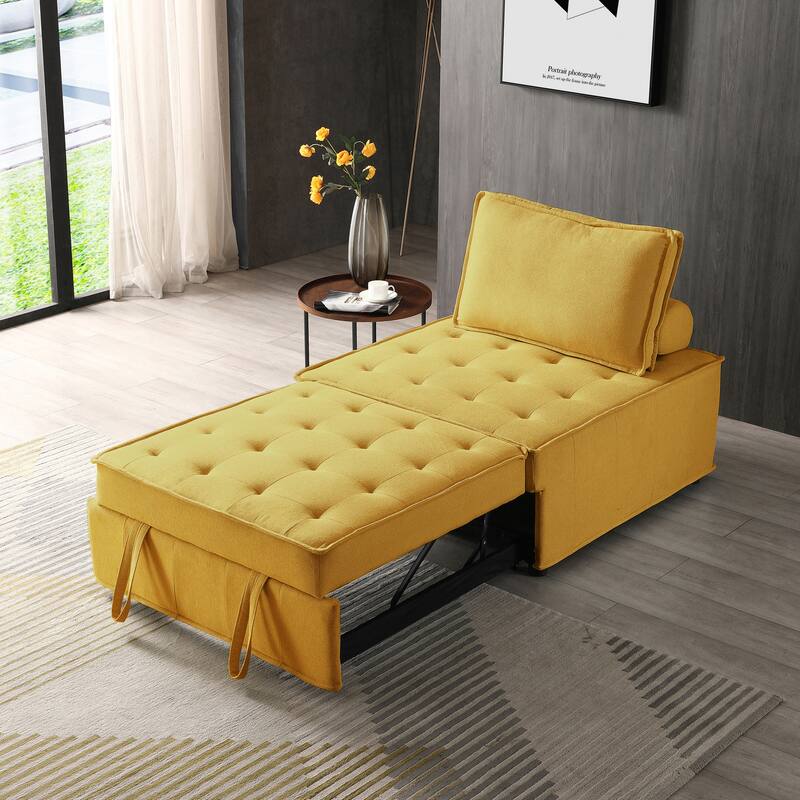 Multipurpose Linen Fabric Ottoman Lazy Sofa Pulling Out Sofa Bed