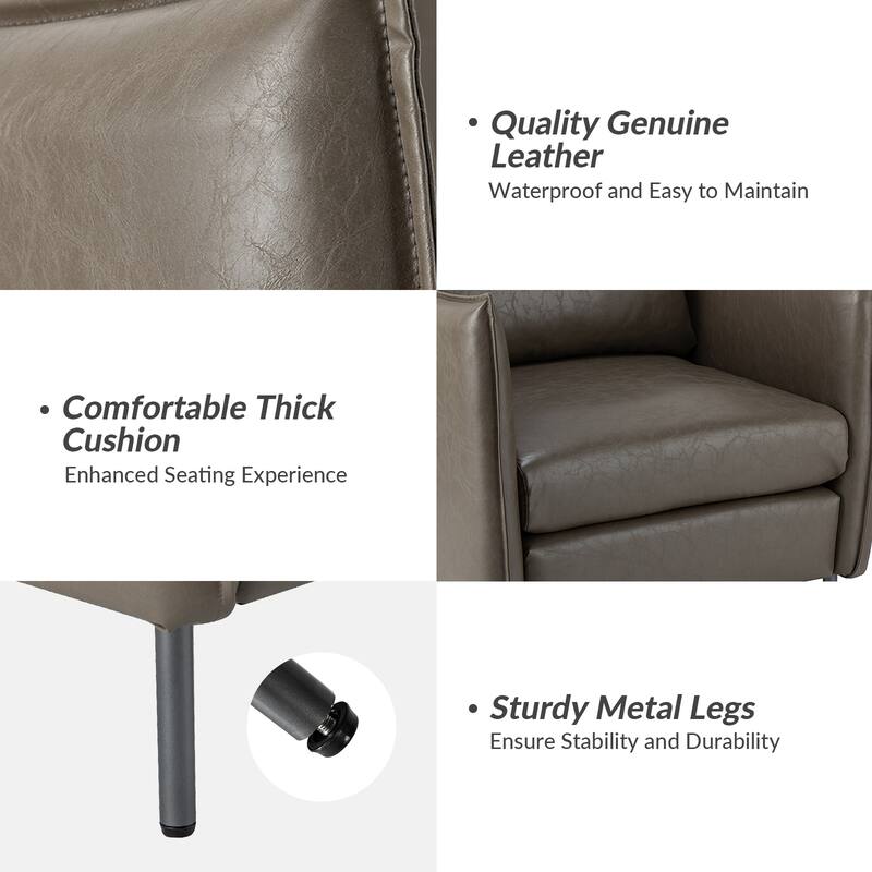 Jaime Modern Vegan Leather Accent chair with Metal Legs Set of 2 by HULALA HOME