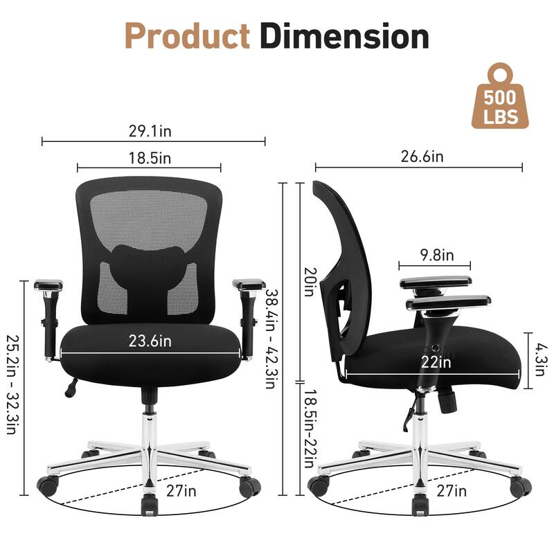 Ergonomic Office Chair,Heavy Duty Adjustable Computer Desk Chair with Armrests