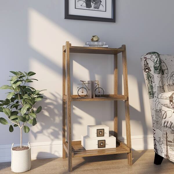 Newridge Home Solid Wood Dunnsville 3 Tier Ladder Shelf Bookcase On Sale Overstock 16764368 Graphite