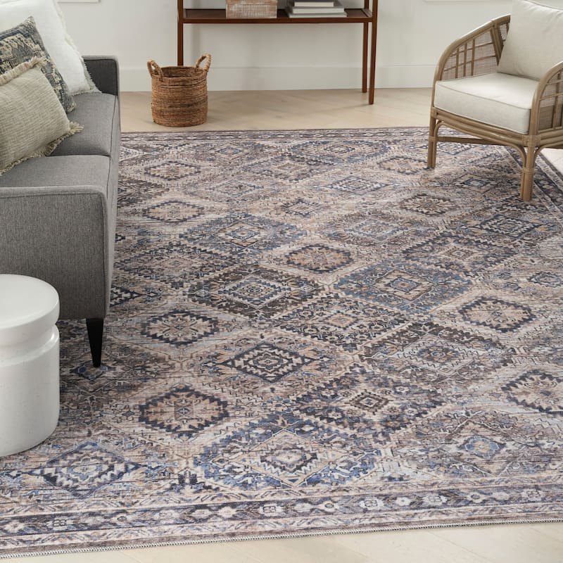 New Concept Washables Machine Washable Flatwoven Boho Medallion Area Rug - 7'10" x 9'10" - Ivory/Latte - Rectangle