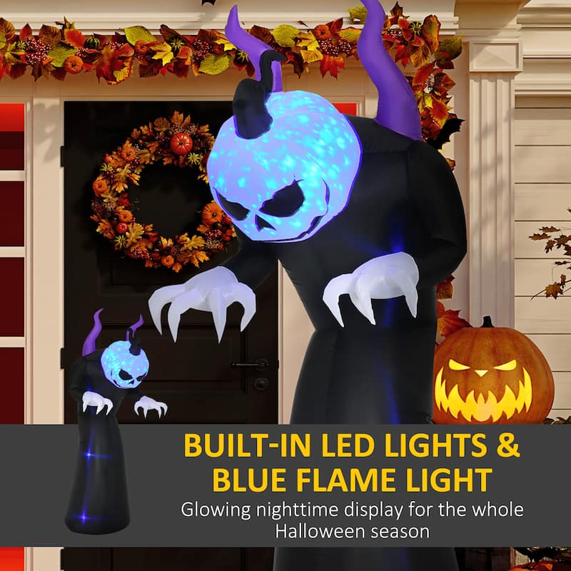 Outsunny 6.6' Light-Up Monster Skeleton Inflatable Halloween Decoration