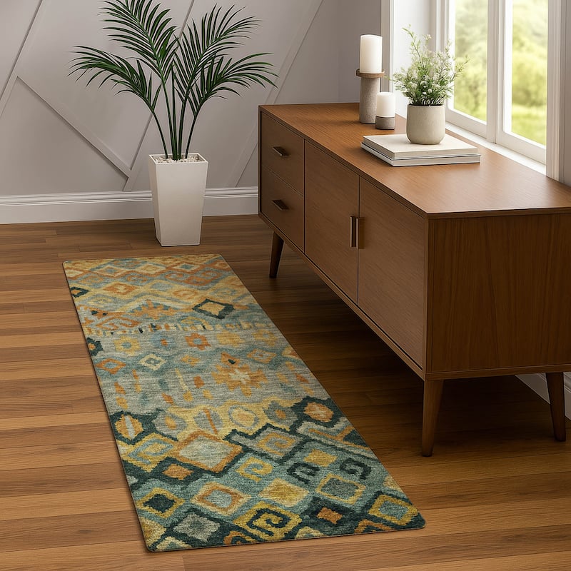 Machine Washable Indoor/ Outdoor Boho Moroccan Chantille Rug