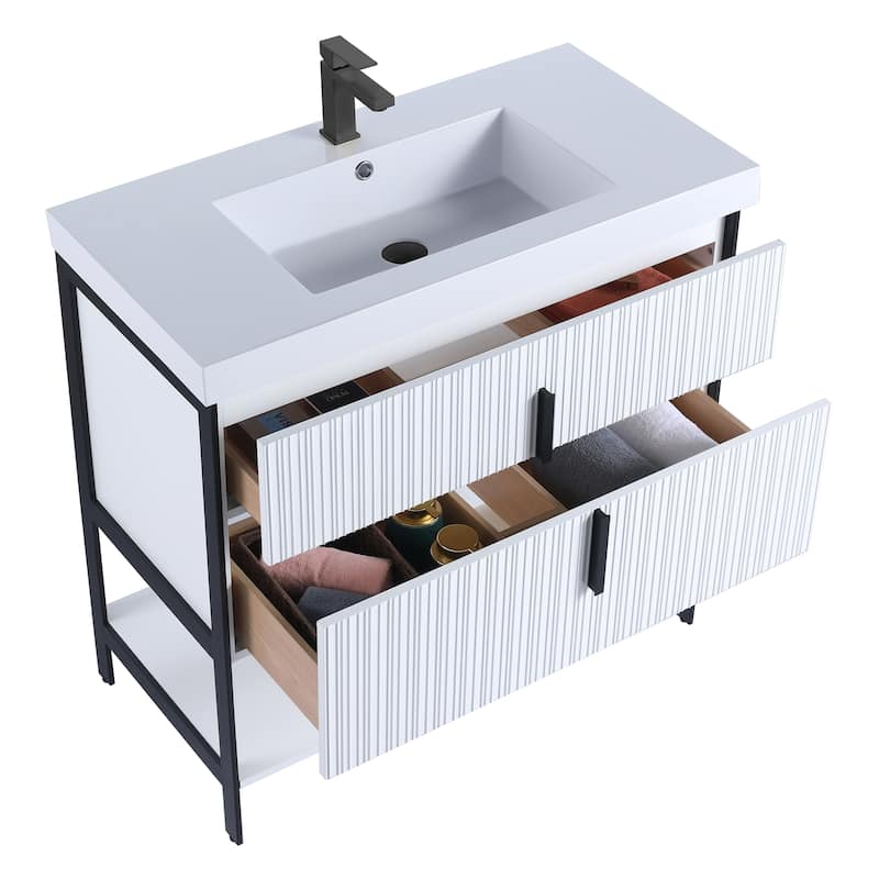 Fine Fixtures Serenity Modern Bathroom Vanity with White Gel Acrylic Top