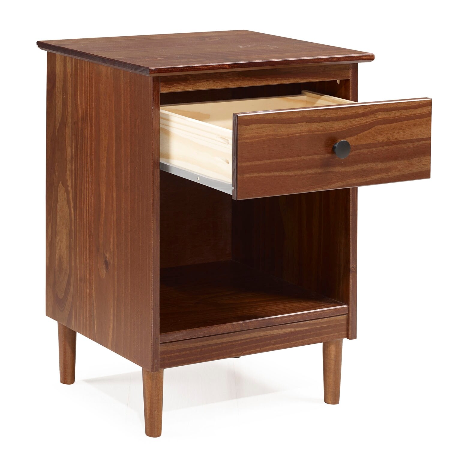 Shop Offex Modern Design 1 Drawer Solid Pine Wood Nightstand In Painted Finish Walnut Overstock 23554464