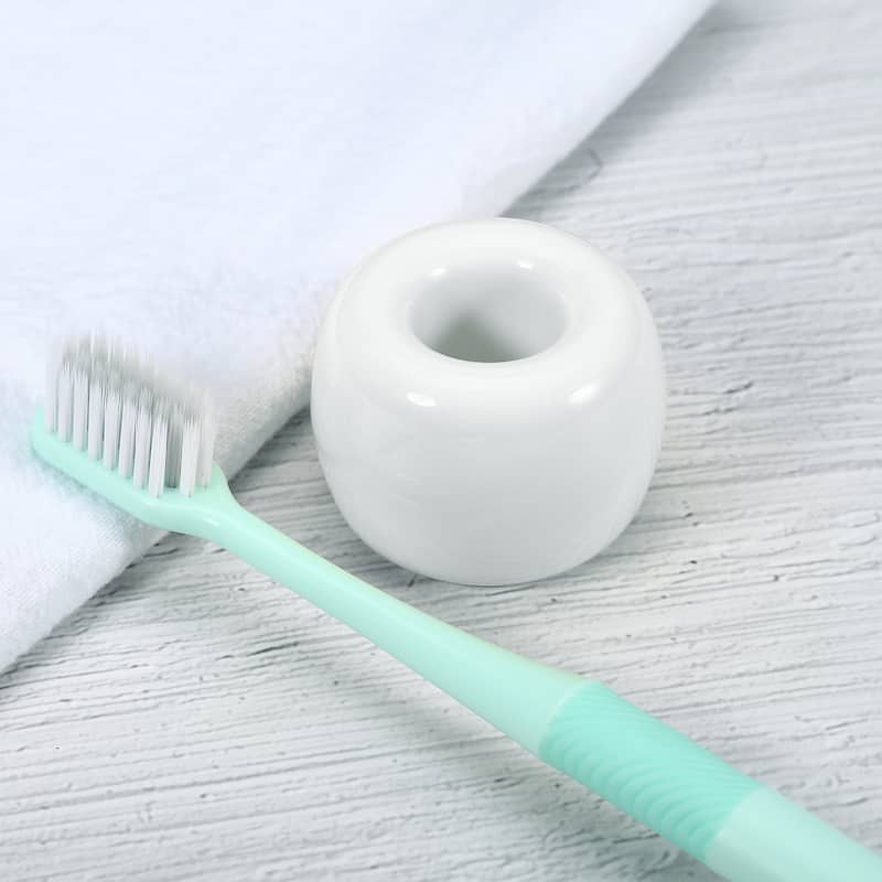 Toothbrush Holder, Round Mini Ceramic Toothbrush Holder Electric Toothbrush Holder, 1.65"x1.18", for Bathroom - White