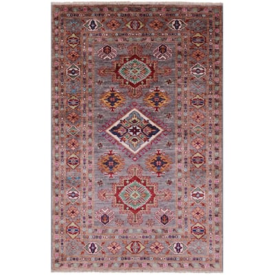 Golden Nile Super Kazak Hand Knotted Wool Rug - 3' 4" X 5' 3"
