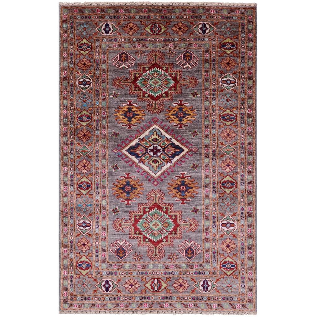 Golden Nile Super Kazak Hand Knotted Wool Rug - 3' 4" X 5' 3"